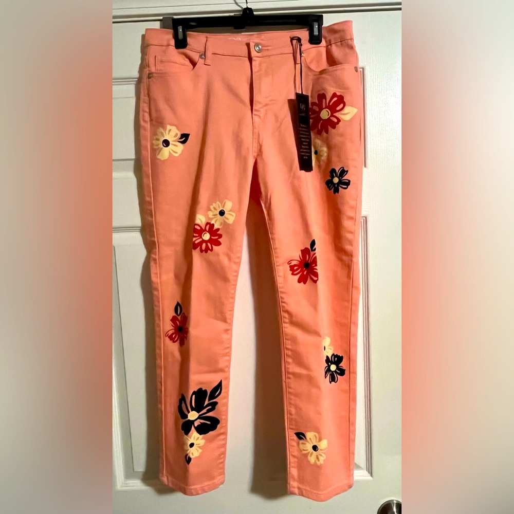 🌺Peach Flower printed pants